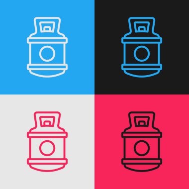 Popüler sanat çizgisi Propan gaz tankı ikonu renk arkaplanında izole edildi. Yanabilir benzin deposu ikonu. Vektör