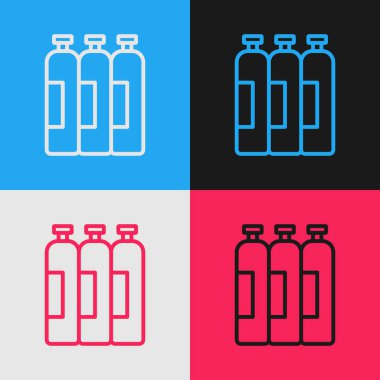 Pop Art Line Endüstriyel gaz tankı tüm hareketsiz ve hareketsiz gaz ikonları için renk arkaplanında izole. Vektör