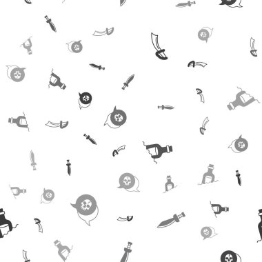 Korsan kılıcını hazırla, içinde su olan bir şişe ve Kafatası 'nı kusursuz bir şekilde ayarla. Vektör