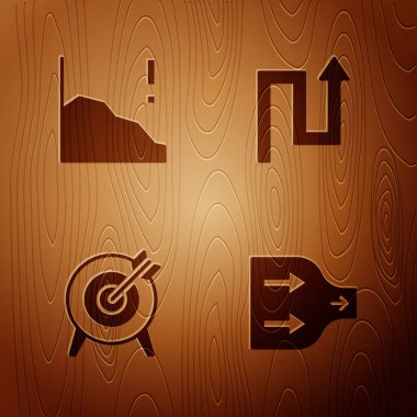 Arrow 'u ayarla, finansal büyüme azaldı, hedef tahtadan arka planda. Vektör