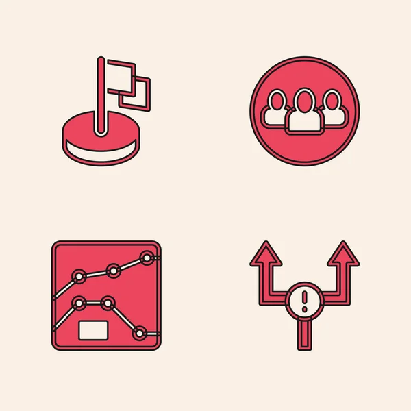 Pfeil Fahne Basis Und Diagramm Des Projektteams Festlegen Diagramm Diagramm — Stockvektor