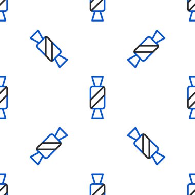 Çizgi Şekeri simgesi beyaz arkaplandaki kusursuz deseni izole etti. Renkli taslak konsepti. Vektör