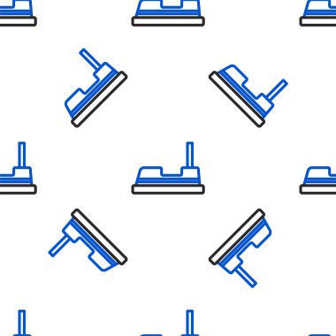 Çizgi çarpışan araba simgesi beyaz arkaplanda izole edilmiş kusursuz desen. Eğlence parkı. Çocuklar için eğlence parkı, eğlence parkı. Renkli taslak konsepti. Vektör