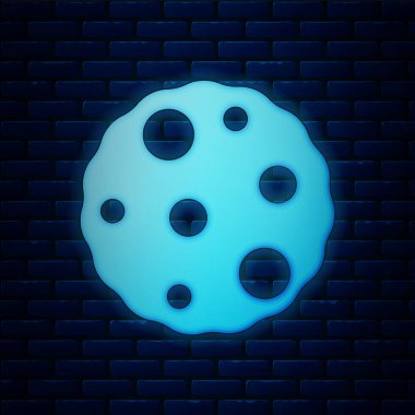 Parlayan neon kurabiyeler ya da duvarda izole edilmiş çikolata ikonlu bisküviler. Vektör.