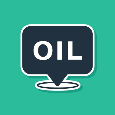 Mavi Kelime yağ ikonu yeşil arkaplanda izole edildi. Vektör