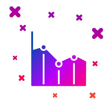 Renkli pasta grafiği bilgi simgesi beyaz arkaplanda izole edildi. Diyagram çizelgesi. Kademeli rastgele dinamik şekiller. Vektör