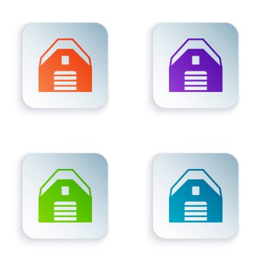 Renk Garajı simgesi beyaz arkaplanda izole edildi. Kare düğmelere renkli simgeleri yerleştir. Vektör