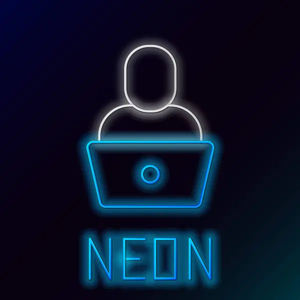 Glödande Neon Line Frilansare Ikon Isolerad Svart Bakgrund Frilansare Som — Stock vektor