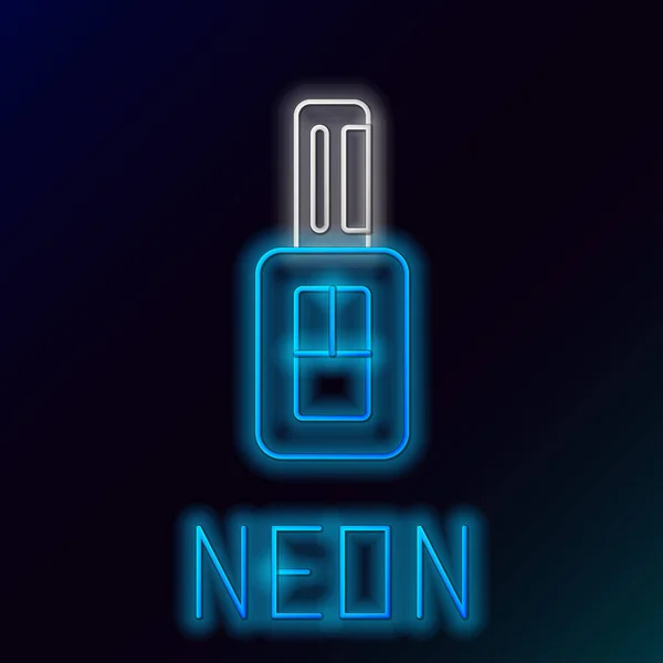 Ragyogó Neon Vonal Autókulcs Távoli Ikon Elszigetelt Fekete Háttér Kocsikulcs — Stock Vector