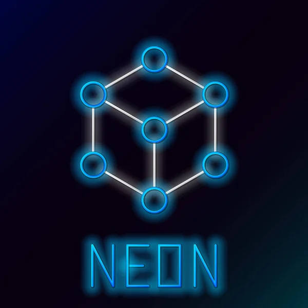 Leuchtende Neon Linie Molekül Symbol Isoliert Auf Schwarzem Hintergrund Struktur — Stockvektor