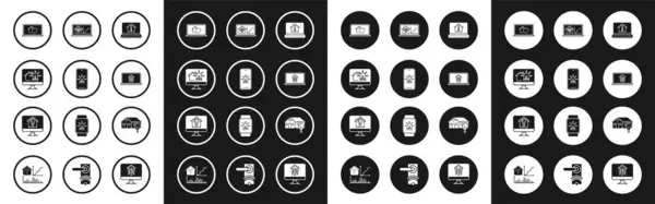 Conjunto Ordenador Portátil Con Temperatura Casa Teléfono Móvil Inteligente Alarma — Archivo Imágenes Vectoriales