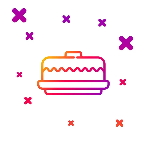 Farblinie Cake Symbol Isoliert Auf Weißem Hintergrund Alles Gute Zum — Stockvektor