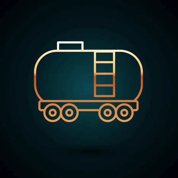 Χρυσή Γραμμή Πετρελαιοφόρος Σιδηροδρομικός Δεξαμενή Εικόνα Απομονώνονται Σκούρο Μπλε Φόντο — Διανυσματικό Αρχείο