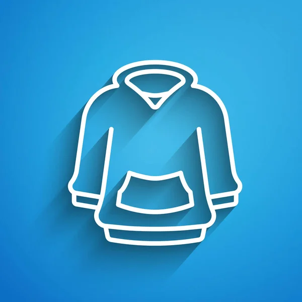 Icono Sudadera Con Capucha Blanca Aislado Sobre Fondo Azul Sudadera — Vector de stock