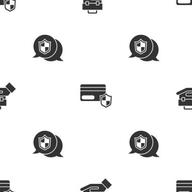 El çantasını, rozetli kredi kartını ve kusursuz desenli konumu ayarla. Vektör