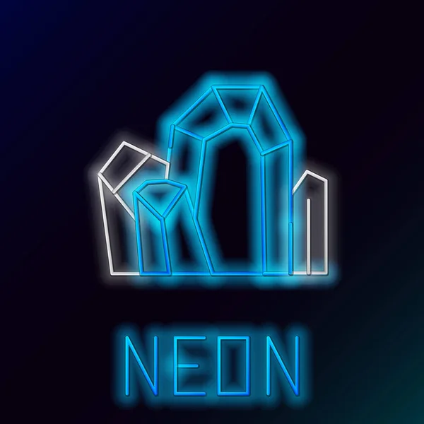 Gloeiende neon lijn Gem steen pictogram geïsoleerd op zwarte achtergrond. Sieraden symbool. Diamant. Kleurrijk concept. Vector — Stockvector