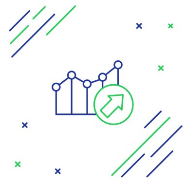 Çizgi Finansal Büyüme Simgesi beyaz arka planda izole edildi. Gelirleri arttırıyorum. Renkli taslak konsepti. Vektör