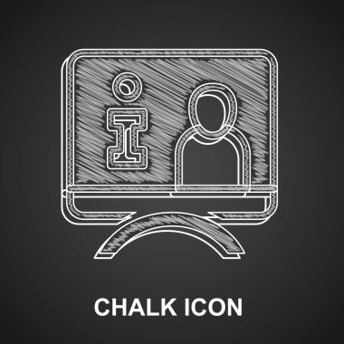 Tebeşir Televizyonu siyah arkaplanda izole edilmiş bir simge. Televizyon haberleri. Vektör