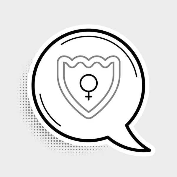 Línea Escudo de género, icono femenino aislado sobre fondo gris. Concepto de esquema colorido. Vector — Vector de stock