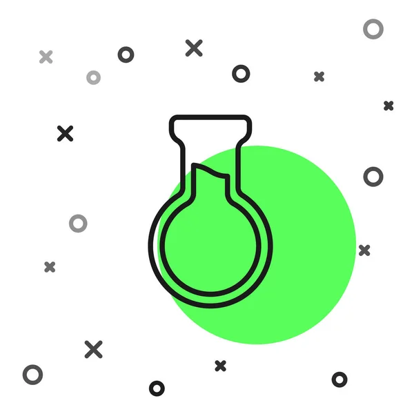 Zwarte lijn Testbuis en kolf pictogram geïsoleerd op witte achtergrond. Chemische laboratoriumtest. Glaswerk voor laboratoria. Vector — Stockvector