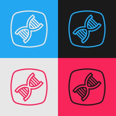 Pop sanat eseri DNA sembolü renk arkaplanında izole edilmiş. Vektör