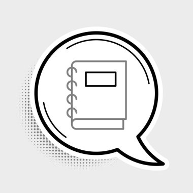 Çizgi Defteri simgesi gri arkaplanda izole edildi. Spiral not defteri simgesi. Okul defteri. Yazı tahtası. Okul günlüğü. Renkli taslak konsepti. Vektör