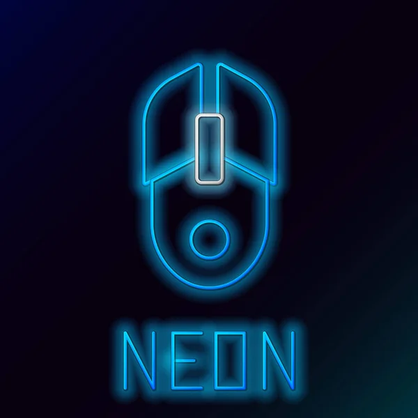 Gloeiende Neon Lijn Computer Muis Pictogram Geïsoleerd Zwarte Achtergrond Optisch — Stockvector