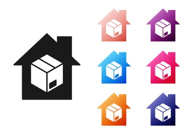 Siyah Ev Servis simgesi beyaz arka planda izole edildi. Simgeleri renklendirin. Vektör