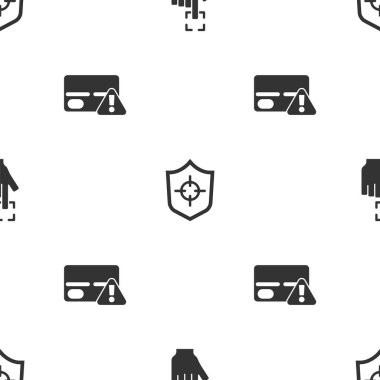 Parmak izi, Kalkan ve Kredi Kartını kusursuz desene ayarla. Vektör