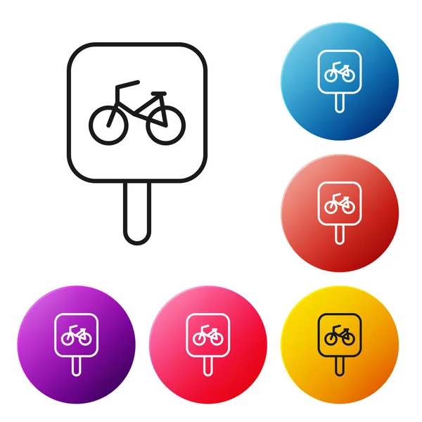 Svart Linje Cykel Parkering Ikon Isolerad Vit Bakgrund Ställ Ikoner — Stock vektor