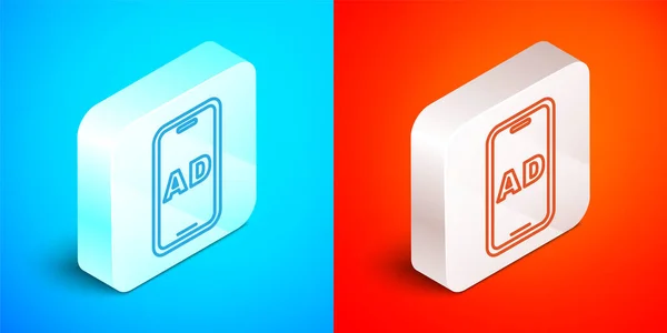 Isometric Line Ivertising Icon Diisolasi Dengan Latar Belakang Biru Dan - Stok Vektor