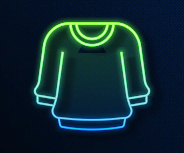 Glödande Neon Line Tröja Ikon Isolerad Blå Bakgrund Dra Över — Stock vektor
