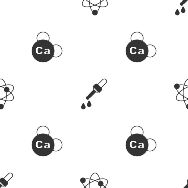 Réglez Atome Pipette Mineral Calcium Sur Motif Sans Couture Vecteur — Image vectorielle