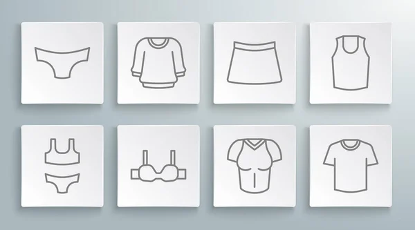 Definir Linha Swimsuit Camisola Sutiã Shirt Saia Undershirt Homens Cuecas —  Vetores de Stock