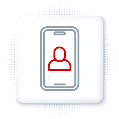 Beyaz arkaplanda görüntülü sohbet simgesi izole edildi. Çevrimiçi iş görüşmesi formu. Uzak proje yönetimi. Renkli taslak konsepti. Vektör.