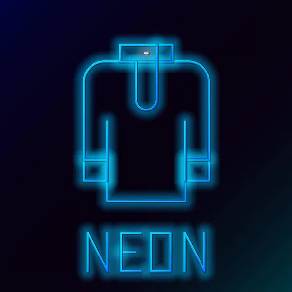 Glödande Neon Linje Shirt Kurta Ikon Isolerad Svart Bakgrund Färgstarkt — Stock vektor