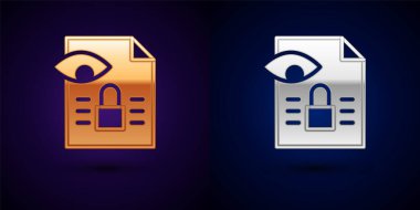 Altın ve gümüş renkli araştırmacı ikonu siyah arka planda izole edildi. Mali suçlar, vergi kaçakçılığı, kara para aklama, yolsuzluk. Vektör