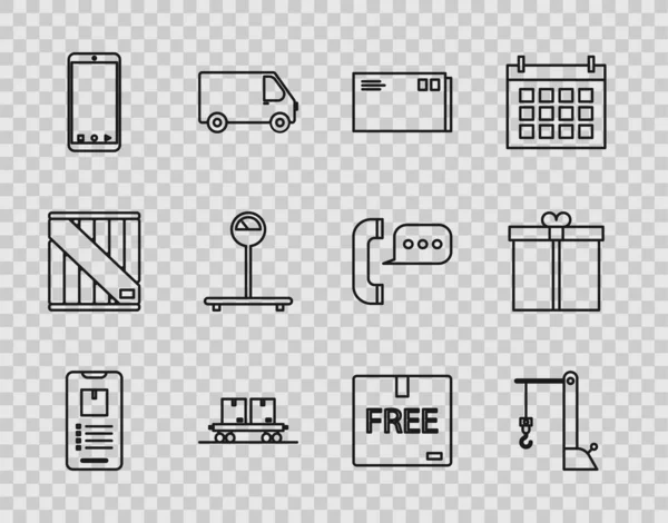 Establecer Línea Teléfono Móvil Con Seguimiento Entrega Aplicaciones Grúa Portuaria — Archivo Imágenes Vectoriales