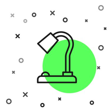 Beyaz arkaplanda siyah çizgi masa lambası simgesi izole edildi. Vektör.