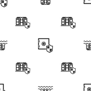 Evi sel basmış, kalkanla güvenli ve kusursuz bir şekilde. Vektör