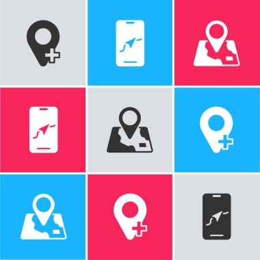 Konumu, şehir haritası navigasyonunu ayarlayın ve konum belirleyici simgesiyle katlayın. Vektör