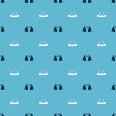 Erkek iç çamaşırları ve erkek şapkası takın. Vektör