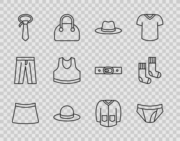 Set Line Jupe Sous Vêtements Pour Hommes Chapeau Homme Cravate — Image vectorielle
