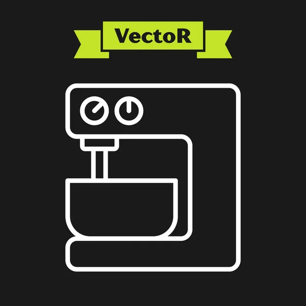 Weiße Linie Elektrisches Mischpult Auf Schwarzem Hintergrund Isoliert Küchenmixer Vektor — Stockvektor