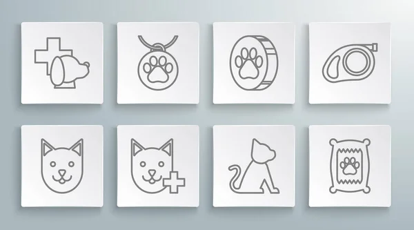 Cute Cat Icon Symbol Set on White. Vector Stock Vector
