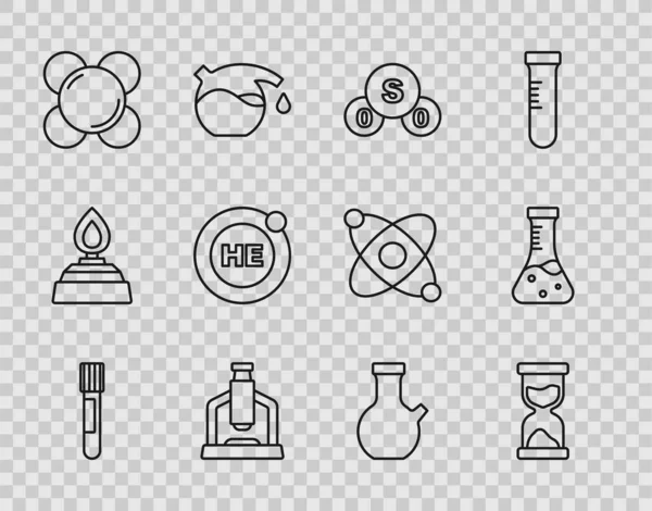 Set Line Tubo Ensayo Reloj Arena Viejo Dióxido Azufre So2 — Archivo Imágenes Vectoriales