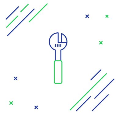 Satır Ayarlanabilir İngiliz anahtarı simgesi beyaz arkaplanda izole edildi. Renkli taslak konsepti. Vektör.