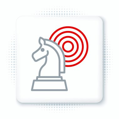 Satranç çizgisi simgesi beyaz arkaplanda izole edildi. İş stratejisi. Oyun, yönetim, finans. Renkli taslak konsepti. Vektör