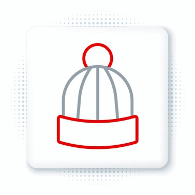 Hat Kış şapkası simgesi beyaz arkaplanda izole edildi. Renkli taslak konsepti. Vektör