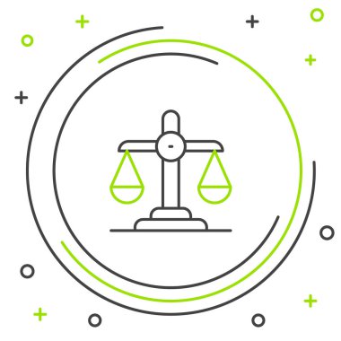 Beyaz arkaplanda çizgi cinsiyet eşitliği simgesi izole edildi. Eşit ücret ve fırsat iş konsepti. Renkli taslak konsepti. Vektör